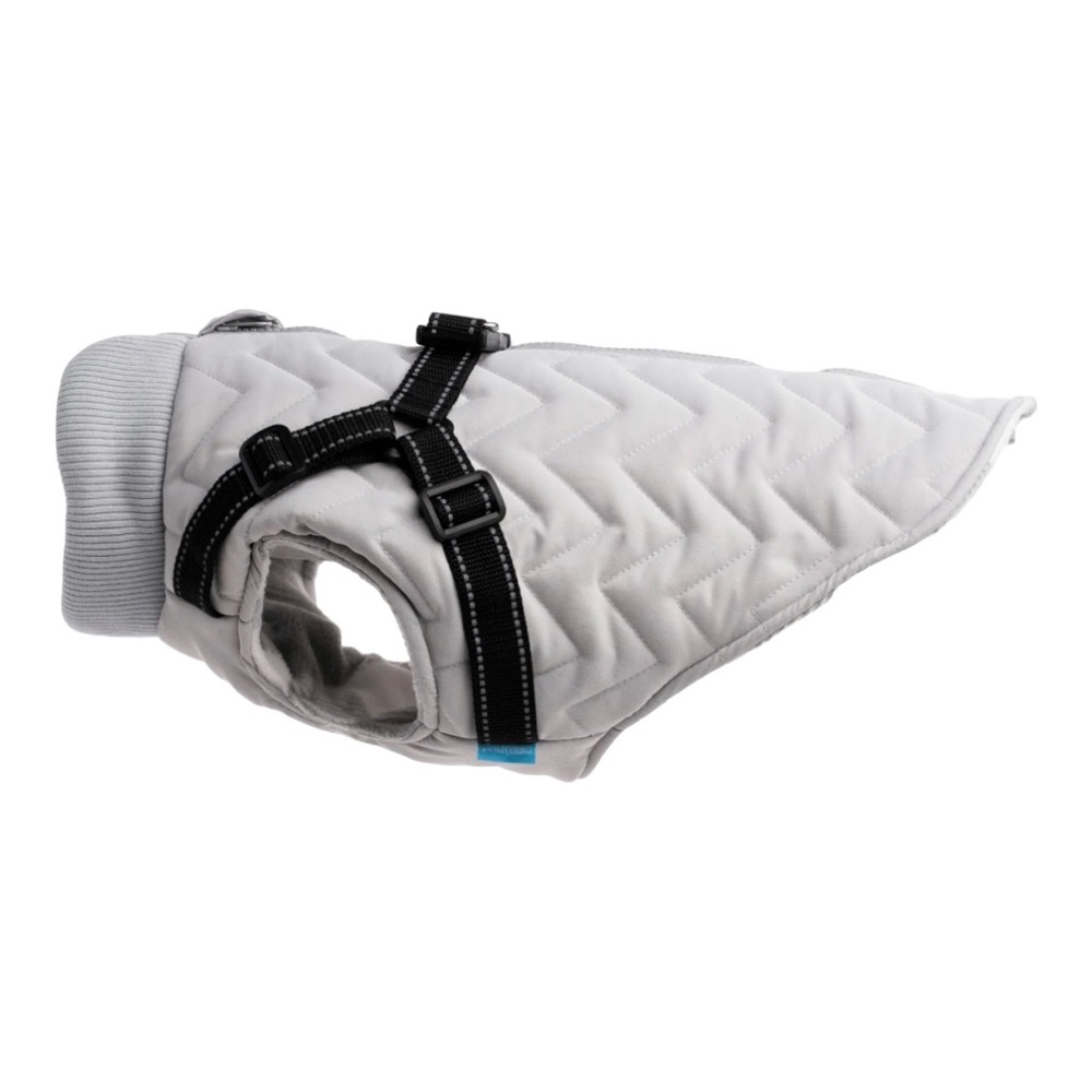 Country Living Life Pets Quilted Dog Jacket with Built-In Harness - Grey, NWT